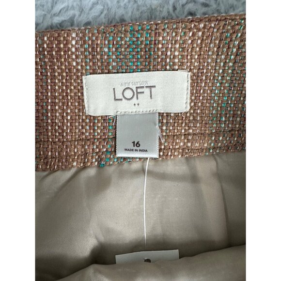 Ann Taylor Loft Womens Woven Mini Skirt Size 16 Brown & Teal NWT Textured Fabric - Picture 8 of 13
